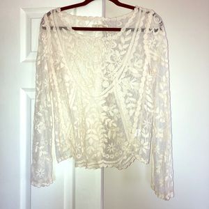 Cream mesh floral top